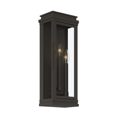 Kichler Lundon 17.5in 3-Light Outdoor Wall Sconce | Traditional Olde Bronze and Clear Glass | Porch & Entryway | 6.5 x 17.5 in | Model 59163OZ