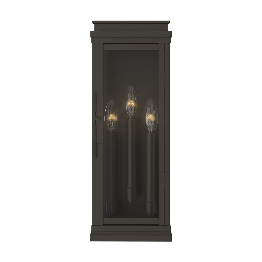 Kichler Lundon 17.5in 3-Light Outdoor Wall Sconce | Traditional Olde Bronze and Clear Glass | Porch & Entryway | 6.5 x 17.5 in | Model 59163OZ