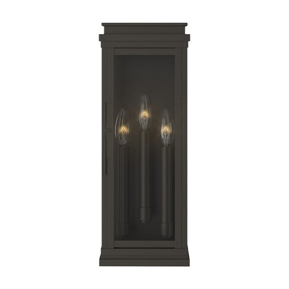 Kichler Lundon 17.5in 3-Light Outdoor Wall Sconce | Traditional Olde Bronze and Clear Glass | Porch & Entryway | 6.5 x 17.5 in | Model 59163OZ