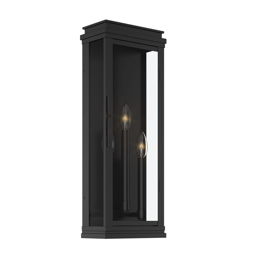 Kichler Lundon 22in 3-Light Outdoor Wall Sconce | Traditional Black and Clear Glass | Porch & Entryway | 8.25 x 22 in | Model 59164BK