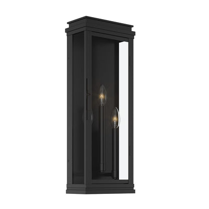 Kichler Lundon 22in 3-Light Outdoor Wall Sconce | Traditional Black and Clear Glass | Porch & Entryway | 8.25 x 22 in | Model 59164BK