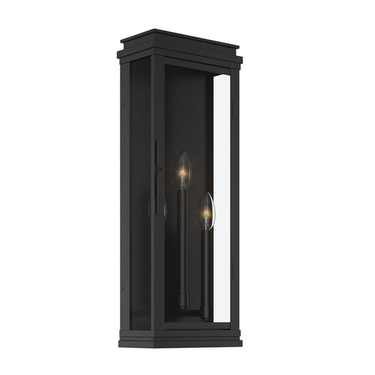 Kichler Lundon 22in 3-Light Outdoor Wall Sconce | Traditional Black and Clear Glass | Porch & Entryway | 8.25 x 22 in | Model 59164BK