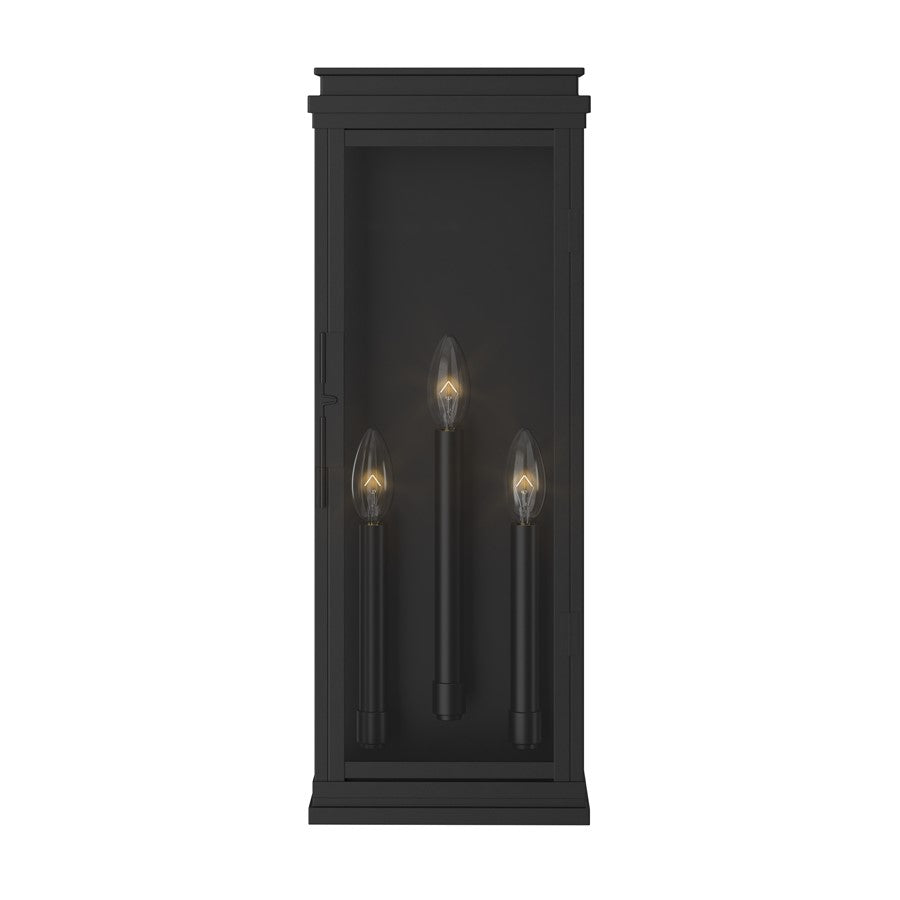 Kichler Lundon 22in 3-Light Outdoor Wall Sconce | Traditional Black and Clear Glass | Porch & Entryway | 8.25 x 22 in | Model 59164BK