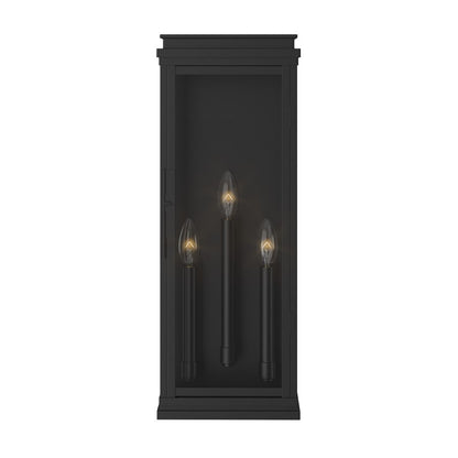 Kichler Lundon 22in 3-Light Outdoor Wall Sconce | Traditional Black and Clear Glass | Porch & Entryway | 8.25 x 22 in | Model 59164BK