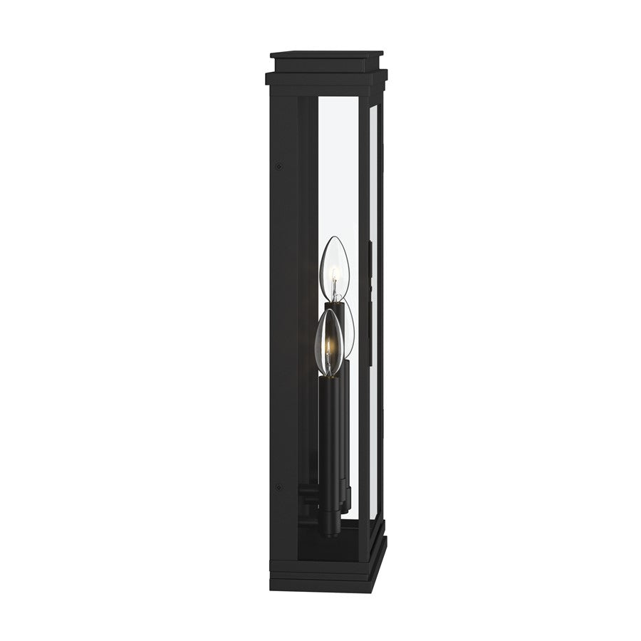 Kichler Lundon 22in 3-Light Outdoor Wall Sconce | Traditional Black and Clear Glass | Porch & Entryway | 8.25 x 22 in | Model 59164BK