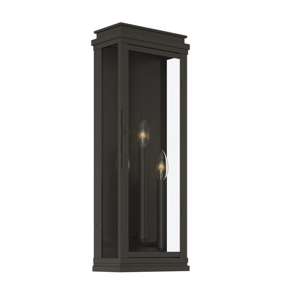 Kichler Lundon 22in 3-Light Outdoor Wall Sconce | Traditional Olde Bronze and Clear Glass | Porch & Entryway | 8.25 x 22 in | Model 59164OZ