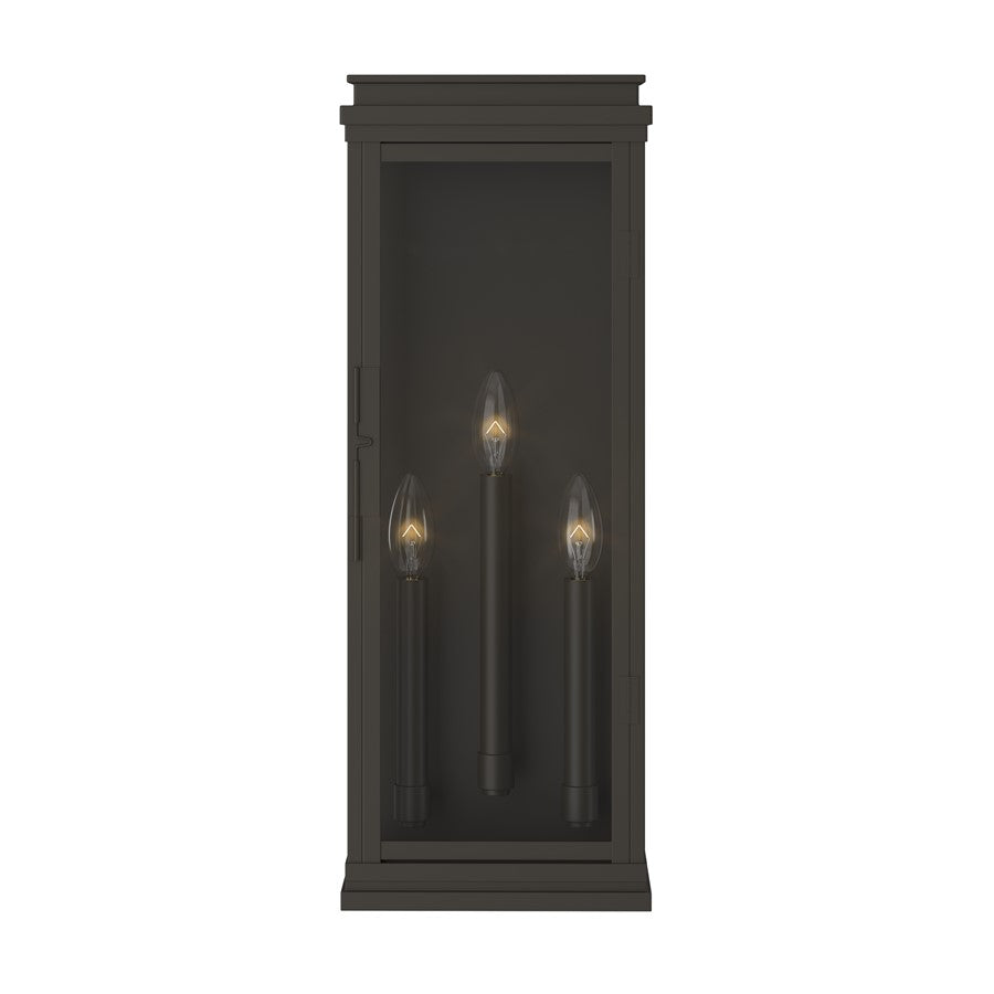 Kichler Lundon 22in 3-Light Outdoor Wall Sconce | Traditional Olde Bronze and Clear Glass | Porch & Entryway | 8.25 x 22 in | Model 59164OZ