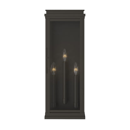 Kichler Lundon 22in 3-Light Outdoor Wall Sconce | Traditional Olde Bronze and Clear Glass | Porch & Entryway | 8.25 x 22 in | Model 59164OZ