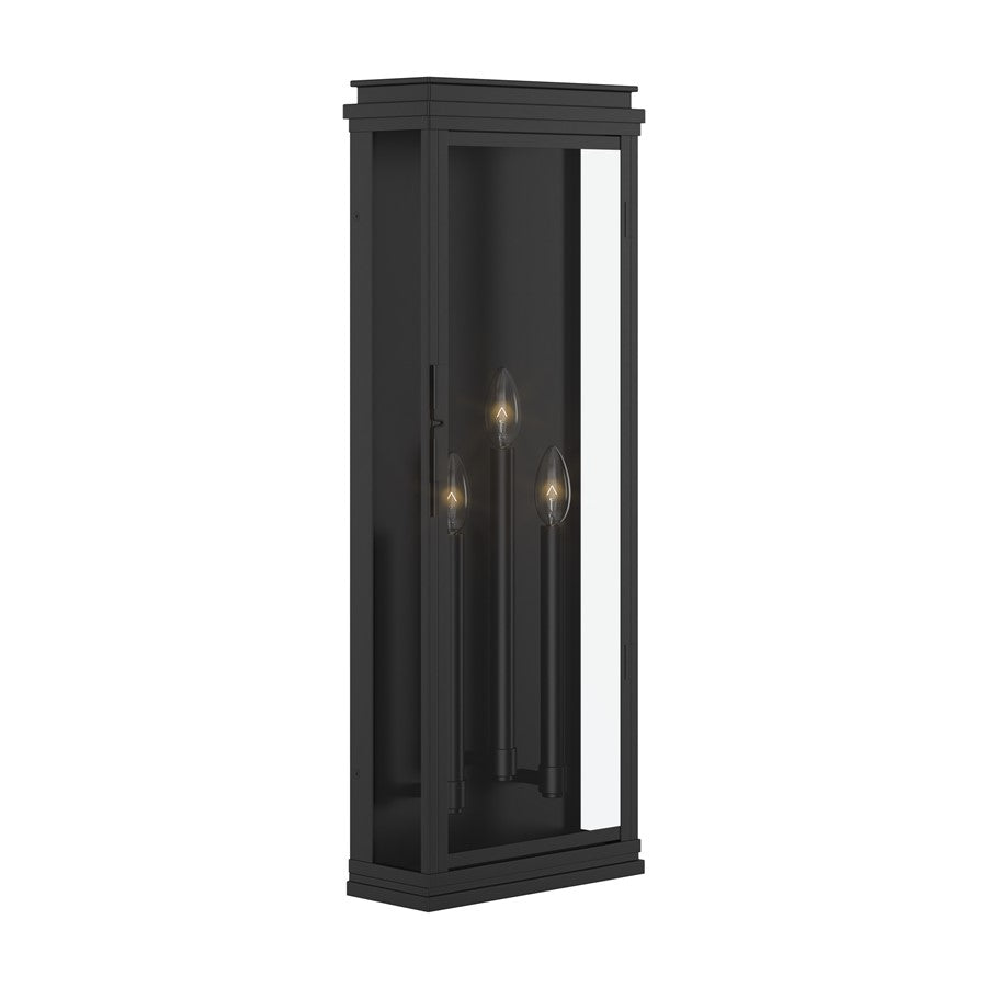 Kichler Lundon 28.25in 3-Light Outdoor Wall Light | Traditional Black Aluminum and Clear Glass | Porch & Patio | 10.5 x 28.25 x 4.5 in | Model 59165BK