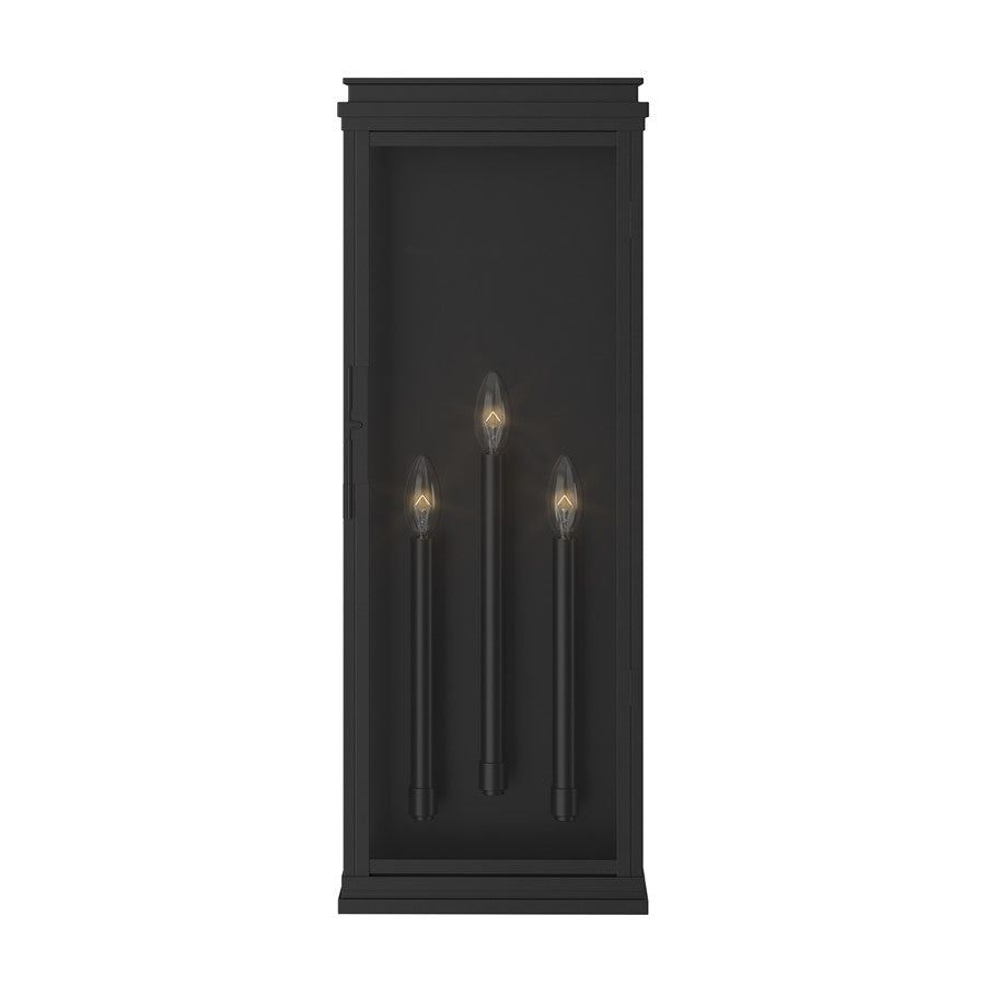 Kichler Lundon 28.25in 3-Light Outdoor Wall Light | Traditional Black Aluminum and Clear Glass | Porch & Patio | 10.5 x 28.25 x 4.5 in | Model 59165BK