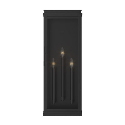 Kichler Lundon 28.25in 3-Light Outdoor Wall Light | Traditional Black Aluminum and Clear Glass | Porch & Patio | 10.5 x 28.25 x 4.5 in | Model 59165BK