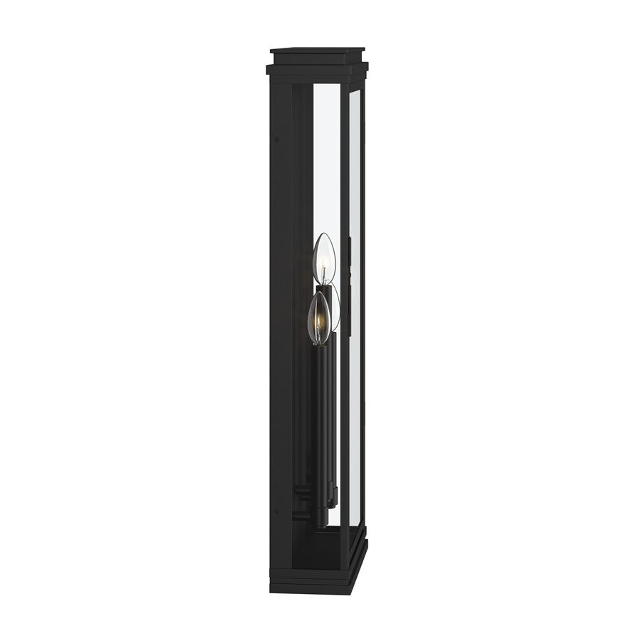 Kichler Lundon 28.25in 3-Light Outdoor Wall Light | Traditional Black Aluminum and Clear Glass | Porch & Patio | 10.5 x 28.25 x 4.5 in | Model 59165BK