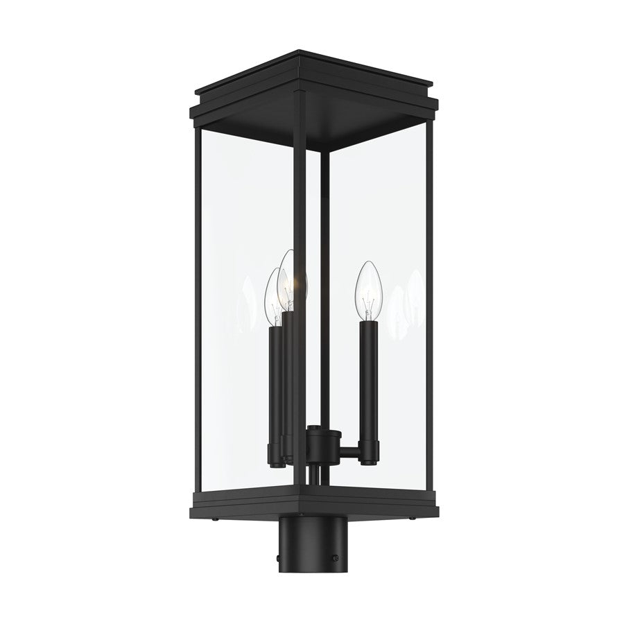 Kichler Lundon 22.75in 3-Light Outdoor Post Light | Traditional Black and Clear Glass | Driveway & Entryway | 8.25 x 8.25 x 22.75 in | Model 59166BK
