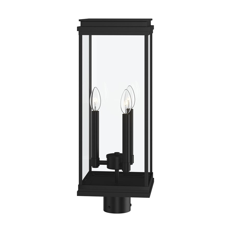 Kichler Lundon 22.75in 3-Light Outdoor Post Light | Traditional Black and Clear Glass | Driveway & Entryway | 8.25 x 8.25 x 22.75 in | Model 59166BK