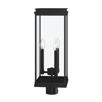 Kichler Lundon 22.75in 3-Light Outdoor Post Light | Traditional Black and Clear Glass | Driveway & Entryway | 8.25 x 8.25 x 22.75 in | Model 59166BK
