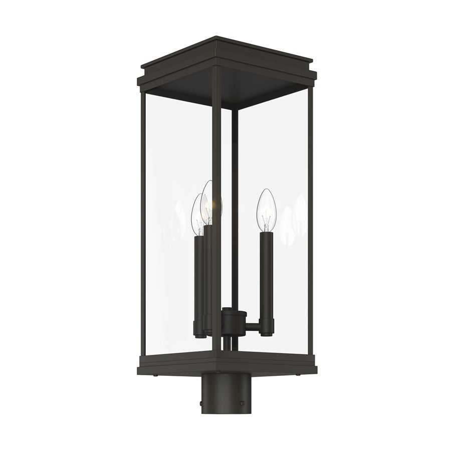 Kichler Lundon 22.75in 3-Light Outdoor Post Light | Traditional Olde Bronze and Clear Glass | Driveway & Entryway | Model 59166OZ