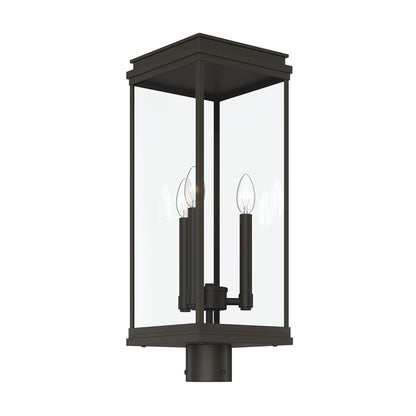 Kichler Lundon 22.75in 3-Light Outdoor Post Light | Traditional Olde Bronze and Clear Glass | Driveway & Entryway | Model 59166OZ