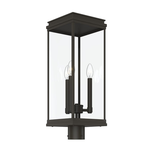 Kichler Lundon 22.75in 3-Light Outdoor Post Light | Traditional Olde Bronze and Clear Glass | Driveway & Entryway | Model 59166OZ