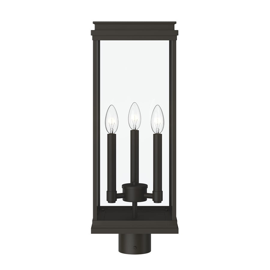 Kichler Lundon 22.75in 3-Light Outdoor Post Light | Traditional Olde Bronze and Clear Glass | Driveway & Entryway | Model 59166OZ