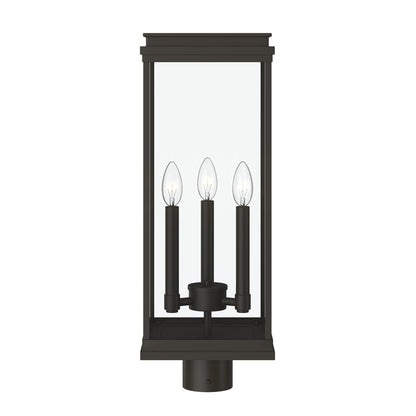 Kichler Lundon 22.75in 3-Light Outdoor Post Light | Traditional Olde Bronze and Clear Glass | Driveway & Entryway | Model 59166OZ