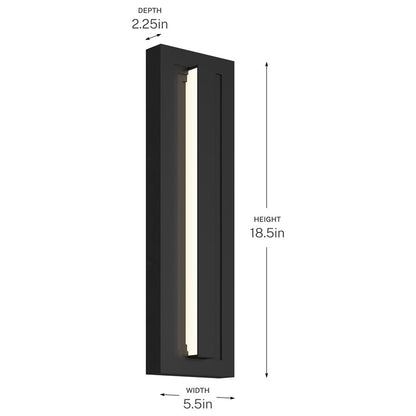 Kichler Arik 18.5in 1-Light Outdoor Wall Sconce | Modern Black Aluminum with Glass Shade | Entryway & Patio | 5.5 x 18.5 in | Model 59169BKLED