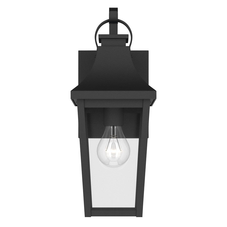 Kichler Cleary 16in 1-Light Outdoor Wall Light | Traditional Textured Black and Clear Glass | Entryway & Patio | 6 x 16 x 7 in | Model 59193BKT