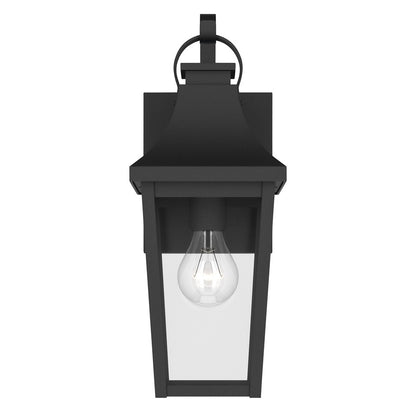 Kichler Cleary 16in 1-Light Outdoor Wall Light | Traditional Textured Black and Clear Glass | Entryway & Patio | 6 x 16 x 7 in | Model 59193BKT