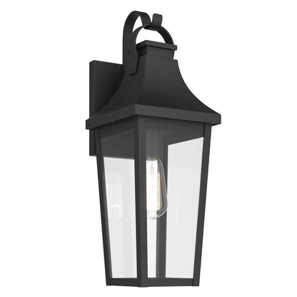 Kichler Cleary 20in 1-Light Outdoor Wall Light | Traditional Textured Black Aluminum Clear Glass | Entryway & Patio | 7 x 20 x 8 in | Model 59194BKT