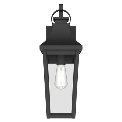 Kichler Cleary 20in 1-Light Outdoor Wall Light | Traditional Textured Black Aluminum Clear Glass | Entryway & Patio | 7 x 20 x 8 in | Model 59194BKT