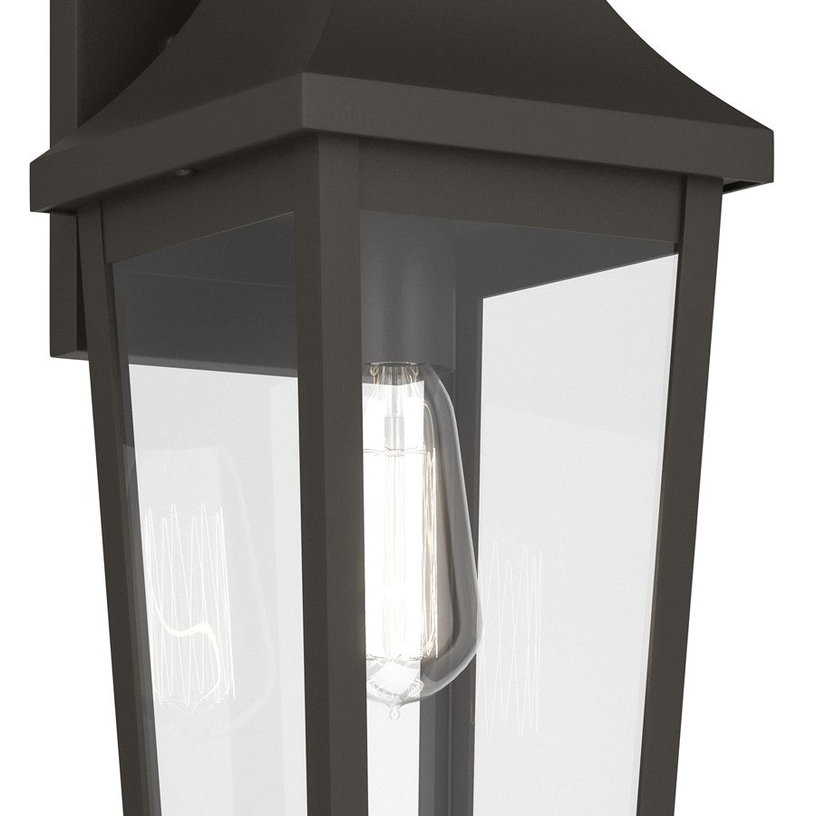 Kichler Cleary 20in 1-Light Outdoor Wall Light | Traditional Olde Bronze Aluminum and Clear Glass | Entryway & Pathway | 7 x 20 x 8 in | Model 59194OZ