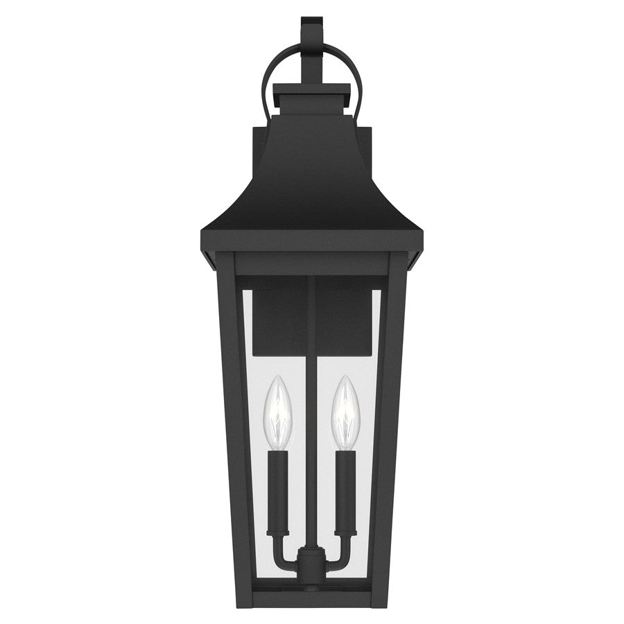 Kichler Cleary 24in 2-Light Outdoor Wall Light | Traditional Textured Black Aluminum and Clear Glass | Entryway & Covered Patio | Model 59195BKT