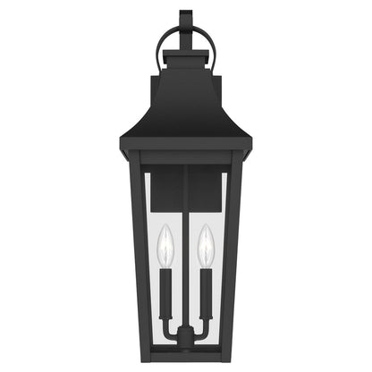 Kichler Cleary 24in 2-Light Outdoor Wall Light | Traditional Textured Black Aluminum and Clear Glass | Entryway & Covered Patio | Model 59195BKT