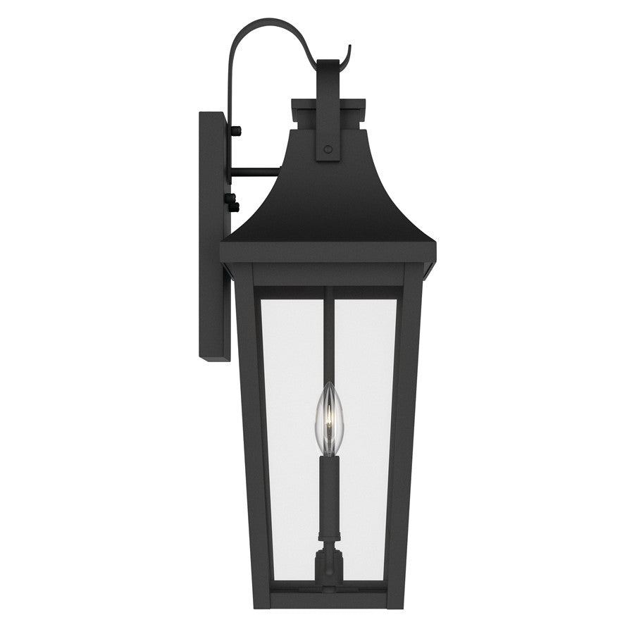 Kichler Cleary 24in 2-Light Outdoor Wall Light | Traditional Textured Black Aluminum and Clear Glass | Entryway & Covered Patio | Model 59195BKT