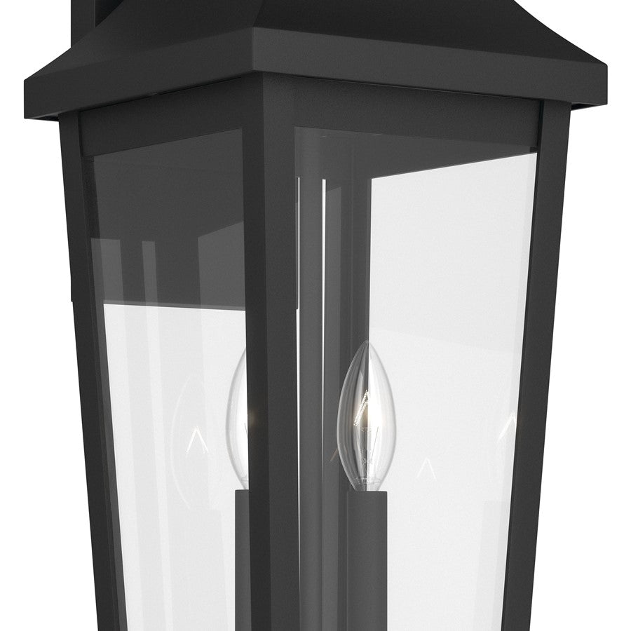 Kichler Cleary 24in 2-Light Outdoor Wall Light | Traditional Textured Black Aluminum and Clear Glass | Entryway & Covered Patio | Model 59195BKT