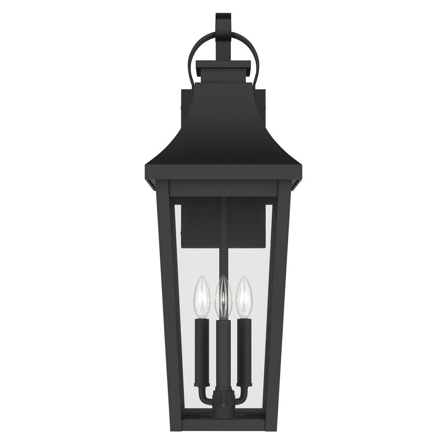 Kichler Cleary 30in 3-Light Outdoor Wall Sconce | Traditional Textured Black and Clear Glass | Entryway & Covered Patio | Model 59196BKT