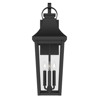 Kichler Cleary 30in 3-Light Outdoor Wall Sconce | Traditional Textured Black and Clear Glass | Entryway & Covered Patio | Model 59196BKT