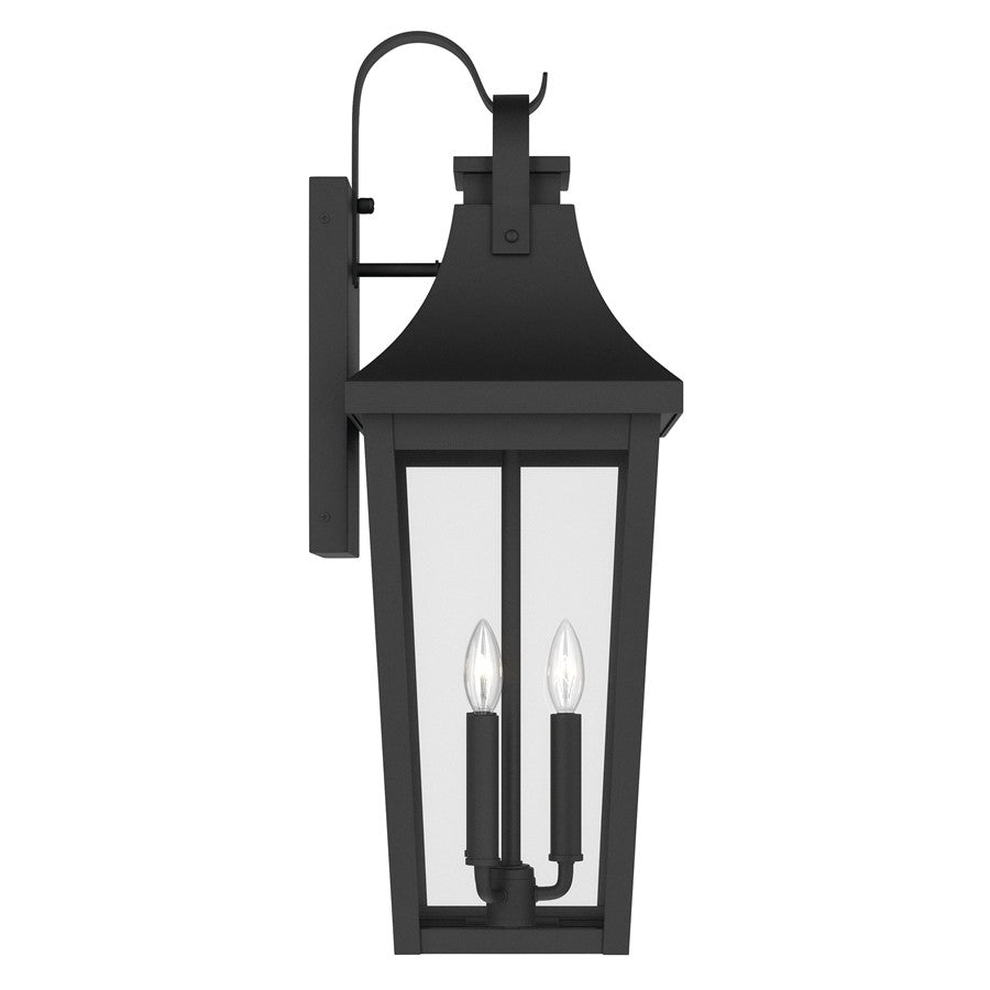 Kichler Cleary 30in 3-Light Outdoor Wall Sconce | Traditional Textured Black and Clear Glass | Entryway & Covered Patio | Model 59196BKT