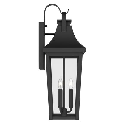 Kichler Cleary 30in 3-Light Outdoor Wall Sconce | Traditional Textured Black and Clear Glass | Entryway & Covered Patio | Model 59196BKT