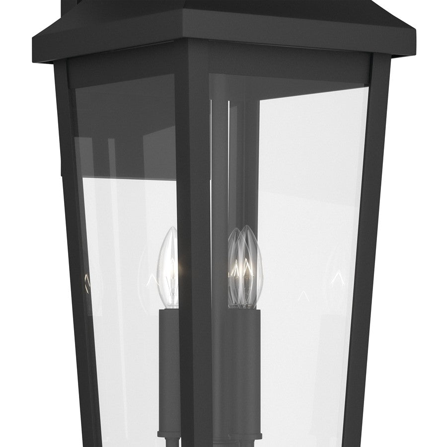 Kichler Cleary 30in 3-Light Outdoor Wall Sconce | Traditional Textured Black and Clear Glass | Entryway & Covered Patio | Model 59196BKT