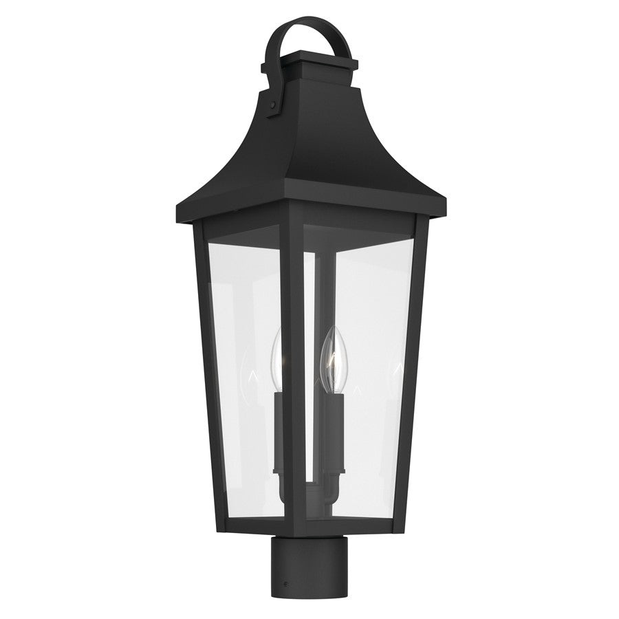Kichler Cleary 25in 2-Light Outdoor Post Light | Traditional Textured Black and Clear Glass | Entryway & Pathway | Model 59197BKT