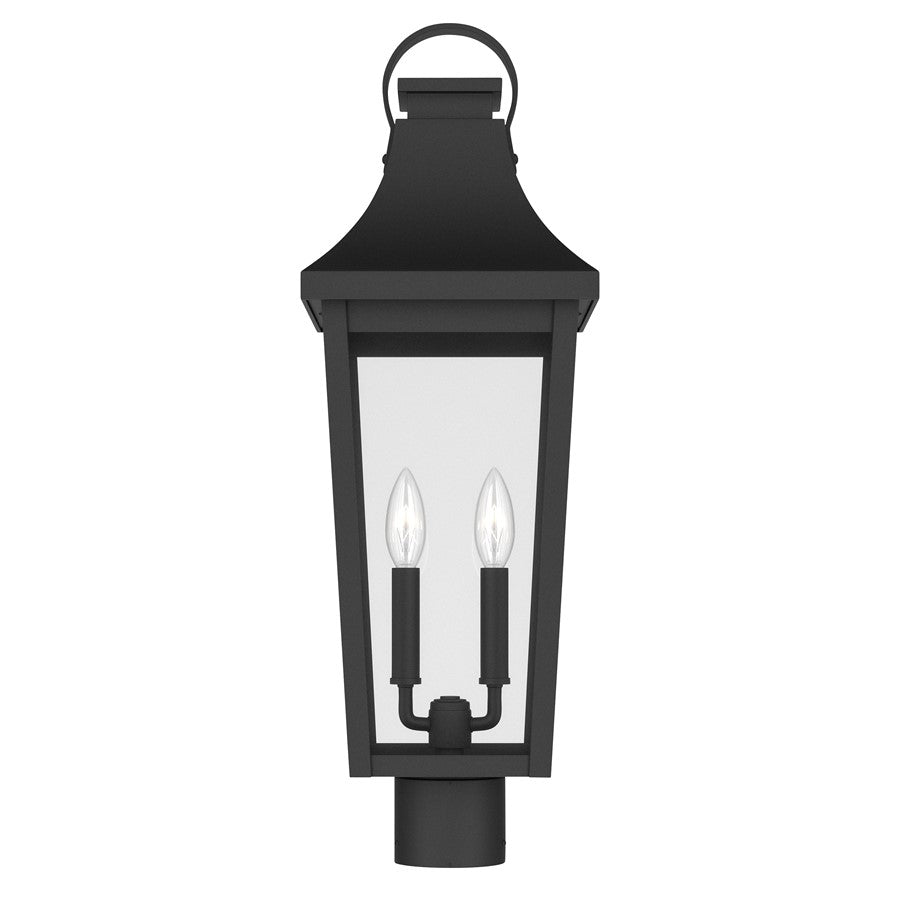 Kichler Cleary 25in 2-Light Outdoor Post Light | Traditional Textured Black and Clear Glass | Entryway & Pathway | Model 59197BKT
