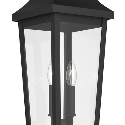 Kichler Cleary 25in 2-Light Outdoor Post Light | Traditional Textured Black and Clear Glass | Entryway & Pathway | Model 59197BKT