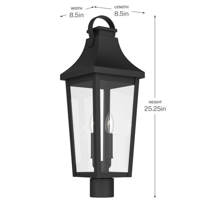 Kichler Cleary 25in 2-Light Outdoor Post Light | Traditional Textured Black and Clear Glass | Entryway & Pathway | Model 59197BKT