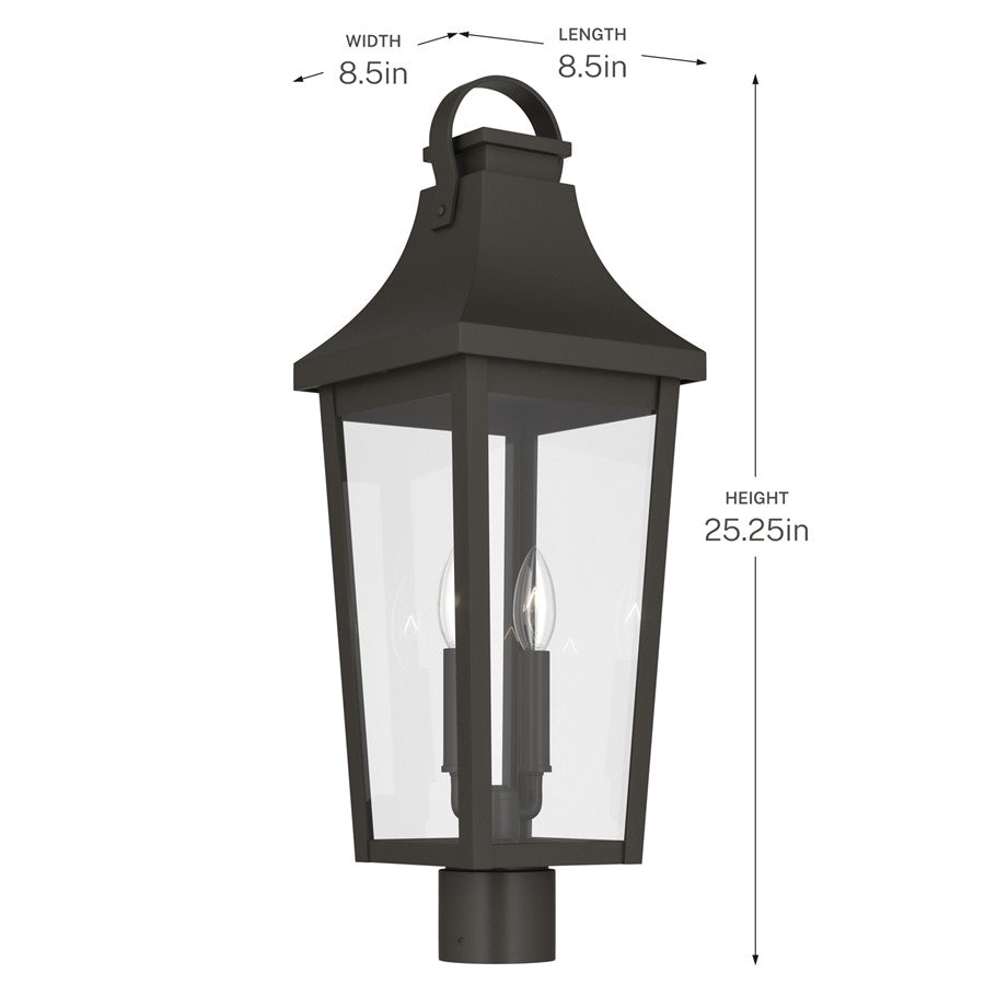 Kichler Cleary 25.25in 2-Light Outdoor Post Light | Traditional Olde Bronze and Clear Glass | Entryway & Pathway | Model 59197OZ