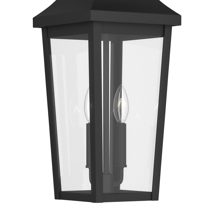 Kichler Cleary 24.75in 2-Light Outdoor Pendant | Traditional Textured Black and Clear Glass | Covered Patio & Entryway | Model 59198BKT