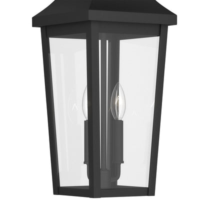 Kichler Cleary 24.75in 2-Light Outdoor Pendant | Traditional Textured Black and Clear Glass | Covered Patio & Entryway | Model 59198BKT