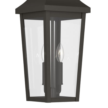 Kichler Cleary 24in 2-Light Outdoor Pendant | Traditional Olde Bronze Aluminum and Clear Glass | Covered Porch & Patio | Model 59198OZ