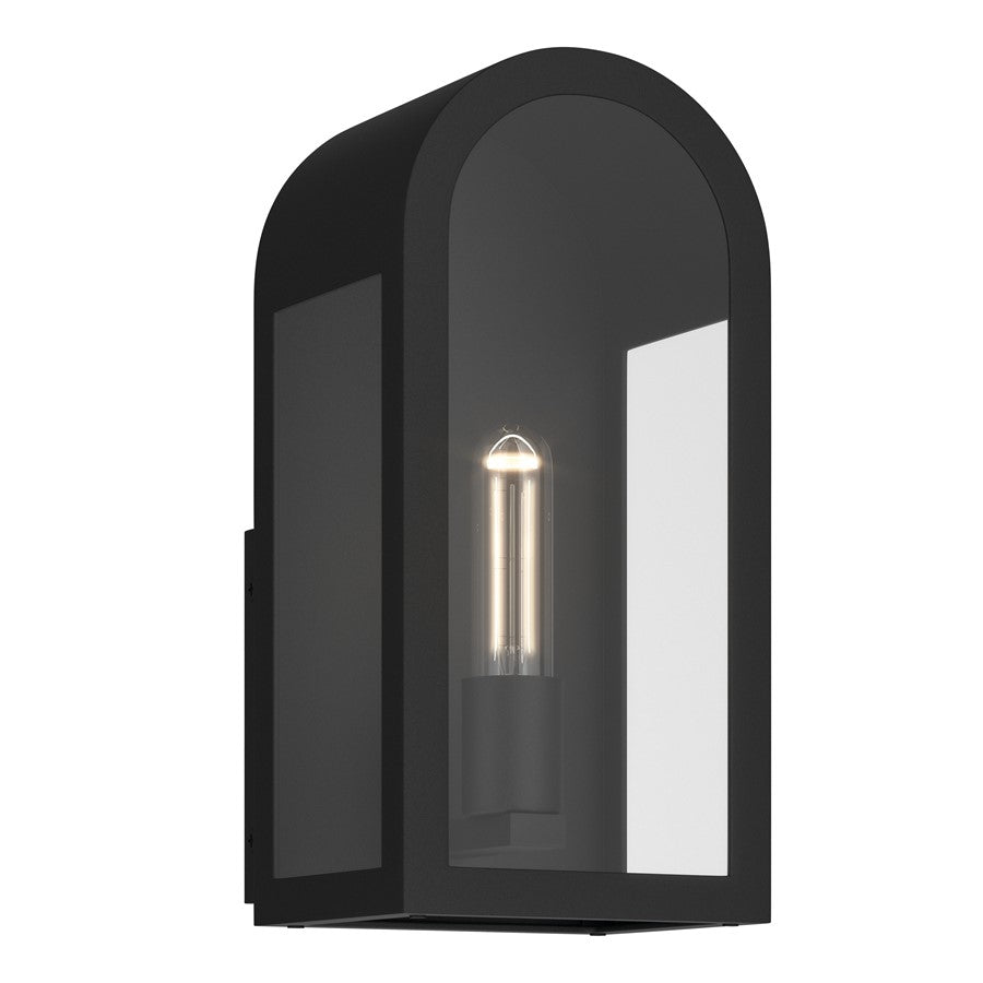 Kichler Marea 13in 1-Light Outdoor Wall Sconce | Art Deco Textured Black and Clear Glass | Entryway & Covered Patio | Model 59200BKT