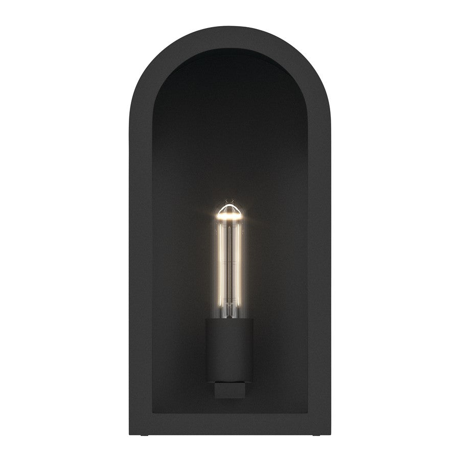 Kichler Marea 13in 1-Light Outdoor Wall Sconce | Art Deco Textured Black and Clear Glass | Entryway & Covered Patio | Model 59200BKT