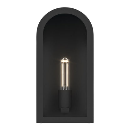 Kichler Marea 13in 1-Light Outdoor Wall Sconce | Art Deco Textured Black and Clear Glass | Entryway & Covered Patio | Model 59200BKT
